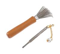HEMOTON 1 Ensemble Outil De Composition Râteau Feuilles Râteau De Plein Air Râteau à Fleurs Inoxydable Dissolvant Outil Anti-Mousse Nettoyeur De Plantes en Bois