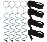 HEMOTON 1 Ensemble Piquets Spiraux Inoxydable pour Trampoline Tentes Kit de Piquets Sangles Accessoires Résistants pour Fixation Au Sol Conditions Venteuses