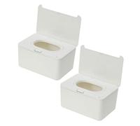 HEMOTON 1 Jeu Boîte De Mouchoirs Humides Porte-lingette Étui À Lingettes Pour Bébé Essuyer Le Cas Contenants D'essuyage Rechargeables Distributeur De Lingettes Blanche Plastique 2 Pièces