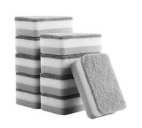 HEMOTON 10 pièces Lot de Éponges de Nettoyage de Cuisine Grises Réutilisables Résistantes et Absorbantes pour Vaisselle et Surfaces sans Rayures Ni Dommages