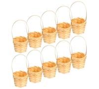 HEMOTON 10 Pièces Mini Panier Tressé en Bambou Poignée, Décor Champêtre | Léger et Peu Encombrant, Finition Soignée, pour Clés et Petites Douceurs, Présentation de Table