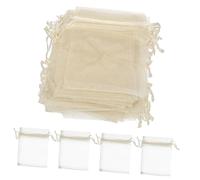 HEMOTON 100 pièces Organza Beige Sachets Cordon pour Bonbons Cadeaux Fêtes Mariage Pochette Polyvalente pour Petites Douceurs