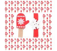 HEMOTON 100 Pièces Petites Pinces Photo de Noël en Bois, Décoratives | Motifs Finement Sculptés, Usage Multi-fonction, Légères et Faciles à Ranger, pour Fêtes de Fin D'année