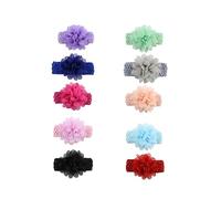HEMOTON 10pièces Bandeaux Chiffon Élastiques Pour Garçon Fille Bandeaux Doux Et Confortables à Fleurs Accessoires Pour Cheveux De Garçon Fille Unique Réglable Couleurs Assorties