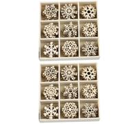 HEMOTON 144 Pièces Pendentifs de Noël en Bois Flocon, pour Garçon et | Peut être Peint, à Suspendre sur Porte, Beige, Lot de Pièces en Bois pour Création