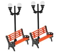 HEMOTON 2 Ensembles Mini Parc Chaise Route Miniature Jouets Chaise Ornement Mini Modèle De Simulation Mini Lampadaire Maison De Poupée Lampadaire Micro Paysage Miniature Enfants Meubles