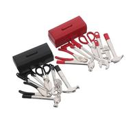 HEMOTON 2 Ensembles Miniature Repair Tools Set for Dollhouse Realistic Mini Hammer Pliers Screwdriver Wrench with Portable Box for Micro Landscape and DIY Projects