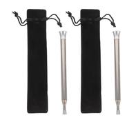 HEMOTON 2 Ensembles Soufflet de Camping Télescopique, Tube à Souffler, 6 Sections, Acier Inoxydable Argenté, pour Démarrer le Feu, Randonnée et Camping