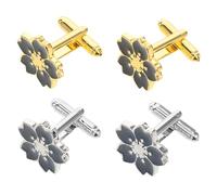 HEMOTON 2 paires Boutons Manchette Femme Design Japonais Minimaliste Floral Cerisier Accessoires Élégants pour Chemise Business Légers et Sécurisés Style Vintage Chic