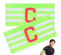 HEMOTON 2 Pièces Brassard de Capitaine de Football Élastique Vert Lot de Brassard Sécurité Ajustable Polyester pour Adultes Confort Stable et Fermeture Auto-agrippante Facile