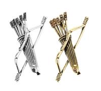 HEMOTON 2 pièces Broche Arc et Flèche Vintage pour Homme Épingle Délicate Métal Accessoire Chic pour Costume et Veste Lot de Argent Ancien Or Ancien