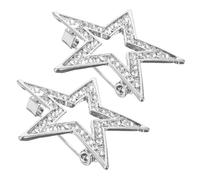 HEMOTON 2 pièces Broche Étoile Brillante Épingle Scarf Pins pour Femmes Accessoire Mode Réversible pour Costume Mariage et Saint-valentin