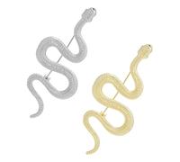 HEMOTON 2 pièces Broche Serpent Épingle De Poitrine Vintage Accessoire Mode Unisexe Pour Pull Manteau Scarf Pin Cadeau Couple Amis