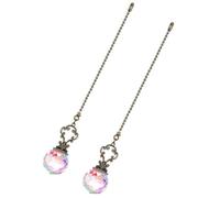HEMOTON 2 Pièces Chaînette de Ventilateur, Rallonge Décorative Rétro | Boule Perlée en Cristal et Fer, Effet Arc-en-ciel Poli, pour Plafonnier et Lampes à Tirette