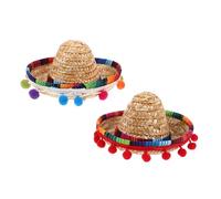 HEMOTON 2 Pièces Chapeaux Sombrero Mexicain Paille pour Chiens et Mini Chapeaux Ajustables et Respirant pour Cinco de Mayo et Photos Animaux