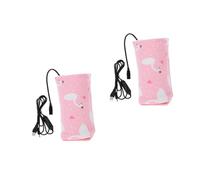 HEMOTON 2 Pièces Chauffe-Lait Chauffe-biberon Portable pour Le Voyage Bouteille D'isolation Bouteille d'eau Thermale Vide Chaud Thermique Boire pour Biberon Pur Coton Rose