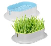 HEMOTON 2 Pièces Coffret Herbe à Chat hydroponique Plateau de pépinière d'herbe à Chat basé jardinière d'herbe à Chaton Trousses jardinière Herbe à Chat bac à Herbe à Chat Plastique