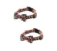 HEMOTON 2 Pièces Collier Halloween pour Animaux Noir avec Crâne Accessoire Confortable et Durable pour Chat et Chien pour Déguisement et