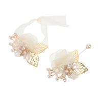 HEMOTON 2 pièces Corsage Mariage Roses Réalistes pour Poignet et Boutonnière Accessoires Légers et Élégants pour Mariée Marié et Demoiselles Honneur Décoration Cérémonie