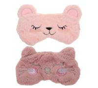 HEMOTON 2 pièces de Sommeil Pelucheux Cache-yeux Doux et Confortable Patchs Protecteurs pour Yeux Motifs Animaux Mignons pour Dormir et Voyager