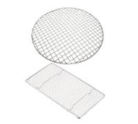 HEMOTON 2 Pièces Grilles De Barbecue Gril De Camping Portatif Panier Barbecue Filet De Barbecue Domestique Treillis Métallique Pour Barbecue Acier Inoxydable Sérigraphie Multifonction