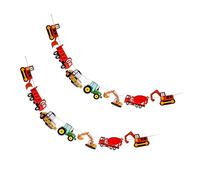 HEMOTON 2 pièces Guirlande Fanions Papier Thème Chantier Décoration Suspendue pour Fête Anniversaire Camion Pelleteuse Transport Ornements Muraux Festifs
