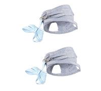 HEMOTON 2 Pièces Harnais Petit Animal Coton Harnais Rayé Confortable pour Cochon Dinde Lapin Nain et Petits Rongeurs Bleu Facile à Enfiler et Durable