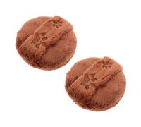 HEMOTON 2 Pièces Houpette de Maquillage Ronde Grosse Taille en Peluche Polyester Design Brodé Mignon pour Poudre Visage, Application Rapide et Usage Quotidien, Boîte Incluse