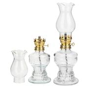 HEMOTON 2 Pièces Lampe à Pétrole pour Éclairage d'urgence Intérieur en Verre Transparent avec Mèche Réglable 120ml Rétro Vintage et Décoration Salon Élégante