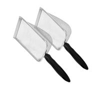 HEMOTON 2 Pièces Litter De Chat à La Pelle Une Cuillère à Caca Pelle à Litière Petits Trous Pelle à Litière pour Chats Support De Pelle à Litière Acier Inoxydable Black