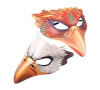 HEMOTON 2 Pièces Masques Animaux Cuir PU et EVA pour Fête Halloween et Carnaval Masque Demi-visage Oiseau Blanc Aigle et Oiseau de Feu Lot pour Soirées Costumées et Cosplay
