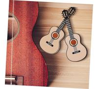 HEMOTON 2 pièces Miniature Guitar with Stand Detailed Dollhouse Musical Instrument Model Decorative Mini Guitar for Home Display and Collectors Gift