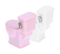 HEMOTON 2 pièces Miniature Toilet Set pour Maison de Poupée Toilettes Réalistes pour Jeu de Rôle et Éducation Accessoires de Salle de Bain Rose et Blanc