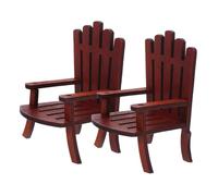 HEMOTON 2 pièces Miniature Wooden Beach Chair Set Dollhouse Furniture Accessory for Summer Scene Decoration Vintage Mini Chair for Creative Storytelling