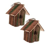 HEMOTON 2 Pièces Nichoir à Oiseaux à Suspendre Maison pour Jardin et Balcon Cabane Écologique pour Mésanges et Petits Oiseaux Installation Facile et Décor Naturel Extérieur