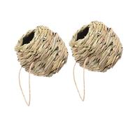 HEMOTON 2 pièces Nichoirs Oiseaux Tissés Main Nid pour Perruches Paille Naturelle Maison Suspendue pour Perroquets Adapté Intérieur Extérieur Décoration Jardin Balcon