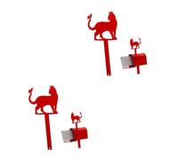 HEMOTON 2 Pièces Piquet Décoratif Catégorie Chat Décoration de Boîte Aux Lettres avec de Chat Accessoire de Jardin pour Boîte Aux Lettres Extérieur Rouge