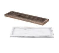 HEMOTON 2 Pièces Plateau Style Campagne Élégante en Bois Rectangulaire Rustique pour Bougies, Organiseur Polyvalent pour Décoration Quotidienne ou Salle de Bain