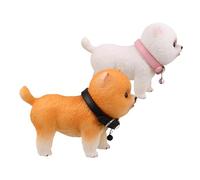 HEMOTON 2 Pièces Pomeranian Puppy Statue Vinyle Réaliste Animal de Compagnie Artificiel Portable Figurine de Chien Adorable pour Garçon Fille et Décoration Maison