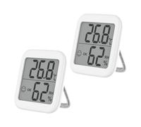HEMOTON 2 pièces Thermomètres Hygromètres Numériques Intérieurs pour Chambre Écran LCD Grand Format Support Bureau et Fixation Murale Plage