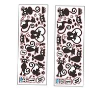 HEMOTON 2feuilles Autocollants Muraux Noirs Décoratifs Animaux Étoiles Stickers Chat Pour Téléphones Et Surfaces Lisses Adaptés Chambres Garçon Fille Et Bureaux Réutilisables Et Faciles à