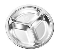 HEMOTON 2pièces Assiette Divisée Ronde Acier Inoxydable De Pratique Pour Repas Et Service Alimentaire Design à Trois Compartiments Pour Établissements Restauration Et Écoles