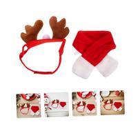HEMOTON 2Set Accessoires Festifs pour Chien et Chat Bandeau Oreilles Renne et Écharpe de Noël Costume Cosplay Confortable et Respirant pour Hivernales