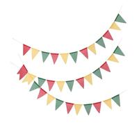 HEMOTON 3 Pièces Banderole de Fanions en Toile de Jute Multicolore Réutilisable Corde en Chanvre, Décoration Rustique pour Fête de Carnaval et Garden-party en Plein Air