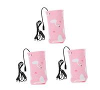 HEMOTON 3 Pièces Chauffe-Lait Bouteille d'isolation Bouteille d'eau Vide Cache Chauffage Housse chauffante Couverture chauffante de Distribution Couverture au Lait Pur Coton Rose