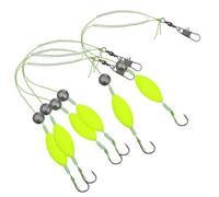 HEMOTON 3 Pièces Double Fishing Hook Rigs with Barbed Iseni Hooks Metal Reverse Bottom Design for Saltwater and Freshwater Fishing Supplies High Sensitivity and Anti-Escape