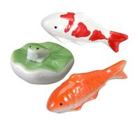 HEMOTON 3 Pièces Figurines Flottantes Poissons Koï Céramique Décor Réaliste pour Aquarium Poissons et Grenouille Assise Accessoires Flottants pour Décor de Bassin et Réservoir