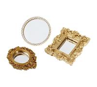 HEMOTON 3 Pièces Mini Miroir Classique Miroir de Maison de poupée Vintage Miroir doré Vintage décor rétro décoration de Maison Petit Miroir Vintage décor de Miroir Squelette
