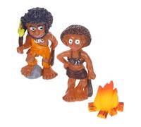 HEMOTON 3 Pièces Miniature Resin Fire Pit Set with Tribal Figurines Primitive Campfire Scene Decor for Fairy Gardens DIY Micro Landscape Accessories Safe Indoor Outdoor Display