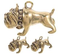 HEMOTON 3 Pièces Pendentif Bouledogue Rétro en Laiton | Finition Laiton Antique, Aspect Vieilli Unique, Dos Plat, pour Projets DIY et Amateurs D'animaux